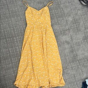 Yellow Floral Spaghetti Strap Dress